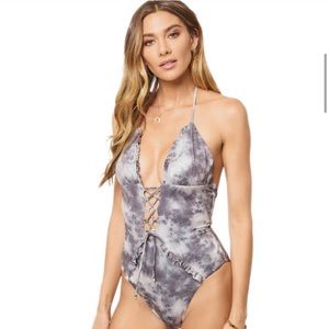 SOAH Bailey Grey Tie Dye One Piece Swimsuit